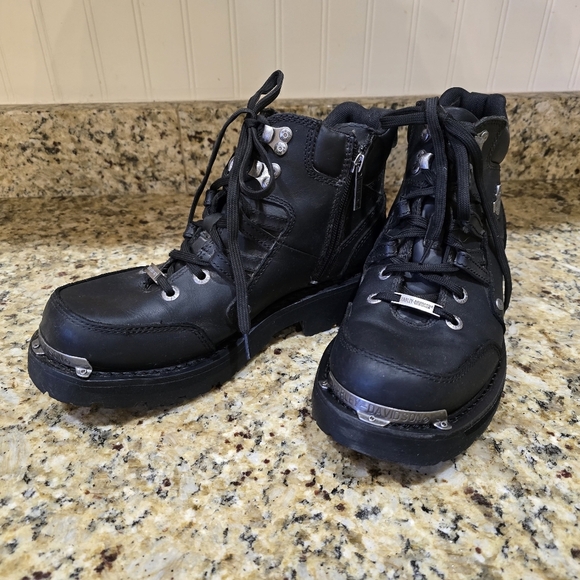 Harley Davidson Women's Size 10 Tracey Black 4 Inch Motorcycle Boots  D84496 - Picture 2 of 7
